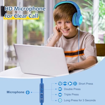 Voopwink Kids USB C Headphones with Microphone - Safe & Fun