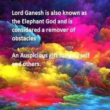 Lightahead The Blessing. A Colored & Gold Statue of Lord Ganesh Ganpati Elephant Hindu God Made from Marble Powder in India