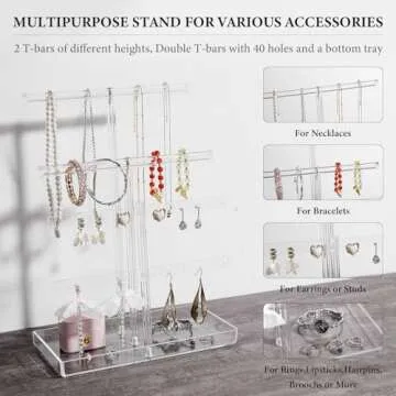 Jolboldy Acrylic Jewelry Display Stand 4-Tier Clear Jewelry Organizer, Necklace Bracelet Earring Wat...