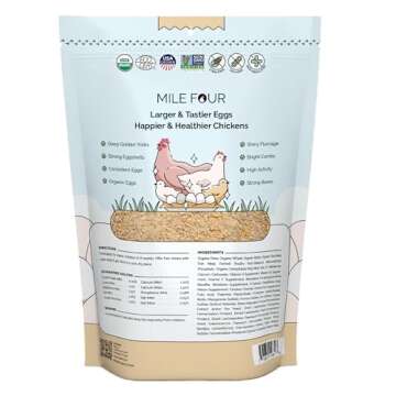 Mile Four Organic Chicken Feed – Starter Chick Mash, Non-GMO, USA Grown, 21% Protein, Corn-Free, S...