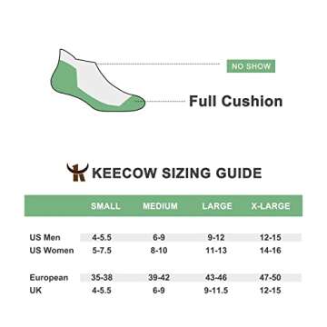KEECOW Performance No Show Cushion Socks for All