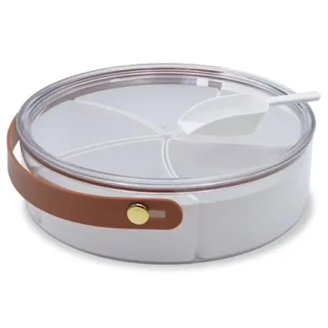 Divided Snack Tray with Lid 5 Compartments Mini-Scooper Included
