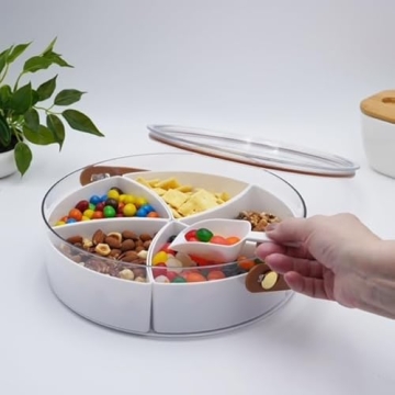 Divided Snack Tray with Lid 5 Compartments Mini-Scooper Included