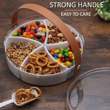 Divided Snack Tray with Lid 5 Compartments Mini-Scooper Included