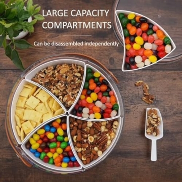 Divided Snack Tray with Lid 5 Compartments Mini-Scooper Included