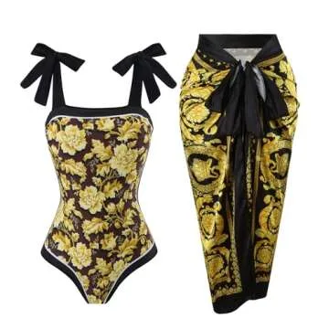 Capecage Women's One-Piece Swimsuits with Beach Cover Up - Retro Style & Comfort