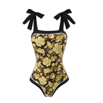 Capecage Women's Retro One-Piece Swimsuits with Cover Up