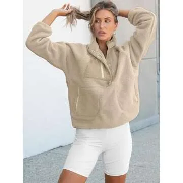 ANRABESS Women Fleece Sherpa Pullover Sweatshirt – Cozy & Stylish Winter Layer