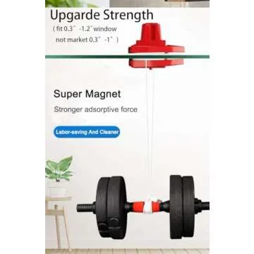 Fcare Outside Magnetic Window Cleaner, Double-Sided Window Brush Glass Wiper Cleaning Tools, Adjustable for high Rise Window Cleaning Windows Thickness 0.3"-1.2" (red)