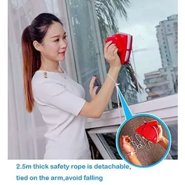 Fcare Outside Magnetic Window Cleaner, Double-Sided Window Brush Glass Wiper Cleaning Tools, Adjustable for high Rise Window Cleaning Windows Thickness 0.3"-1.2" (red)