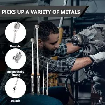 Mulwark 5 pcs Telescoping Magnetic Pickup Tool with Strong Pull Force: Non-Slip Extendable Magnet Pickup Tool: Telescopic Magnetic Pick-Up Tool with Extra Strong Magnet: Extendable Magnet Stick