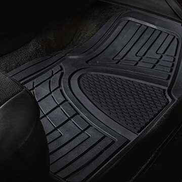 FH Group Automotive Floor Mats - Heavy-Duty Rubber Floor Mats for Cars, Universal Fit Full Set, Climaproof & Trimmable Floor Mats for Most Sedan, SUV, Truck, Black