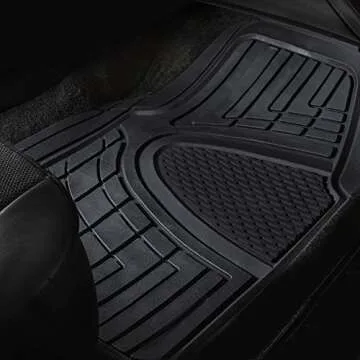 FH Group Automotive Floor Mats - Heavy-Duty Rubber Floor Mats for Cars, Universal Fit Full Set, Climaproof & Trimmable Floor Mats for Most Sedan, SUV, Truck, Black
