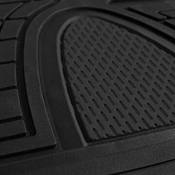FH Group Automotive Floor Mats - Heavy-Duty Rubber Floor Mats for Cars, Universal Fit Full Set, Climaproof & Trimmable Floor Mats for Most Sedan, SUV, Truck, Black