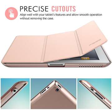 MoKo Case Fit iPad 2/3/4 - Ultra Lightweight Slim Smart Shell Stand Cover with Translucent Frosted Back Protector Fit iPad 2/The New iPad 3 (3rd Gen)/iPad 4, Rose Gold (with Auto Wake/Sleep)