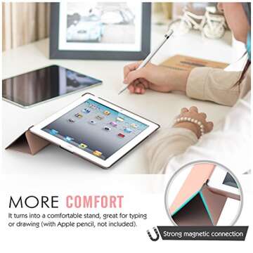 MoKo Case Fit iPad 2/3/4 - Ultra Lightweight Slim Smart Shell Stand Cover with Translucent Frosted Back Protector Fit iPad 2/The New iPad 3 (3rd Gen)/iPad 4, Rose Gold (with Auto Wake/Sleep)