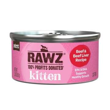 Rawz Natural Premium Pate Canned Kitten Wet Food - Real Meat First - 2.8 oz (18 Cans)