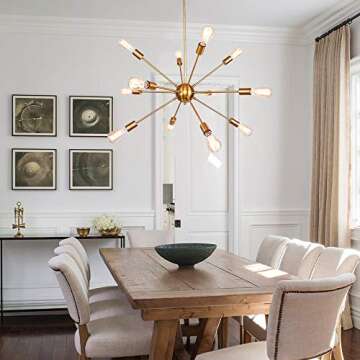 OYI Sputnik Chandelier, 12 Lights Pendant Lighting Modern Industrial Starburst Style Mid Century Ret...