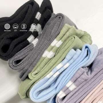 changyexi Pilates Grip Socks,4 Pairs Yoga Socks Womens Crew Socks Non Slip and Dance Barre Grippy Socks Workout (S-M, 4 Pairs-multicolour)