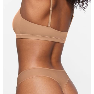 SOULVOR Magneticfit Thongs for Women Stretch Sexy Underwear Comfort Tagless Thong Low Rise Breathable Panties 3 Pack Natural (3pack) Medium