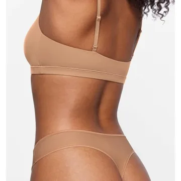 SOULVOR Magneticfit Thongs for Women Stretch Sexy Underwear Comfort Tagless Thong Low Rise Breathable Panties 3 Pack Natural (3pack) Medium