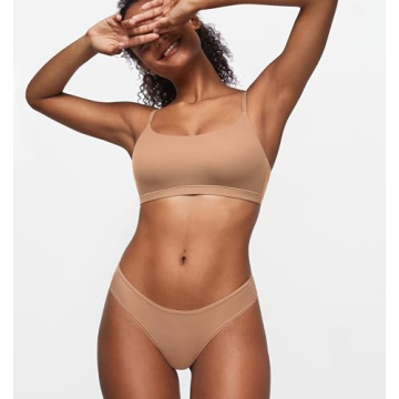 SOULVOR Magneticfit Thongs for Women Stretch Sexy Underwear Comfort Tagless Thong Low Rise Breathable Panties 3 Pack Natural (3pack) Medium