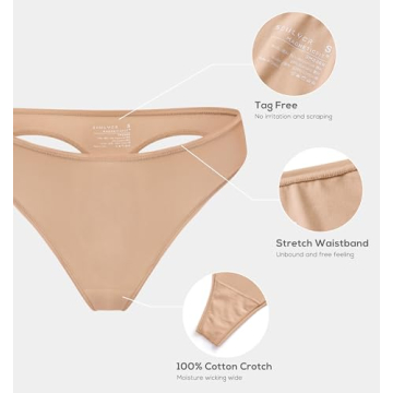 SOULVOR Magneticfit Thongs for Women Stretch Sexy Underwear Comfort Tagless Thong Low Rise Breathable Panties 3 Pack Natural (3pack) Medium