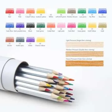 FUNLAVIE 24 Colored Pencils for Adult Coloring Books,Soft Core Coloring Pencils Set,Drawing Pencils ...