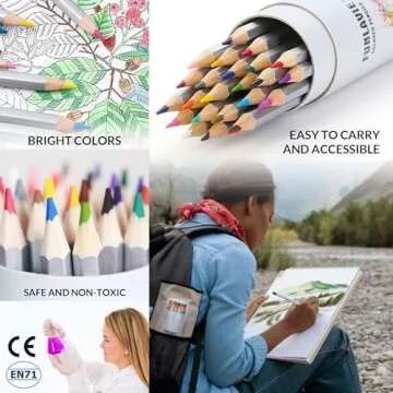 FUNLAVIE 24 Colored Pencils for Adult Coloring Books,Soft Core Coloring Pencils Set,Drawing Pencils for sketching & Painting,Art Pencils & Art Supplies for Adults and Teens,Oil-Based with Sharpener