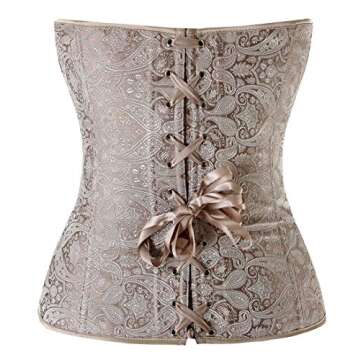 Charmian Women's Plus Size Renaissance Bustier Wedding Bridal Top Lace Up Overbust Corset Ivory XXXX-Large