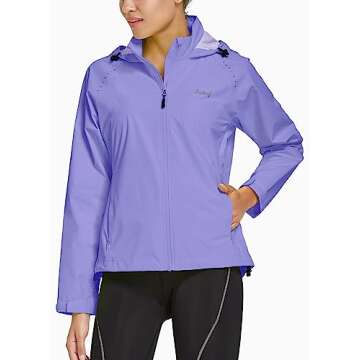 BALEAF Women's Rain Jackets Waterproof Windbreaker Windproof Lightweight Running Cycling Jacket Refl...