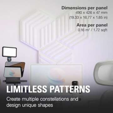 Elgato Wave Panels Starter Set (White)- 6 acoustic treatment panels, dual density foam, proprietary EasyClick frames, modular design, easy setup and removal