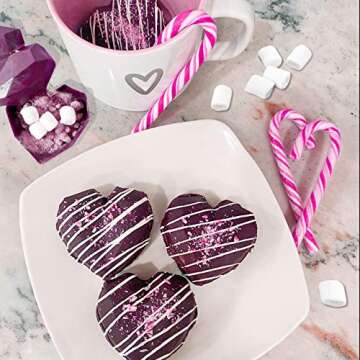 Amurgo 1 Pack Diamond Heart Silicone Mold for Valentine's Day, 8 Cavities Non-stick Easy Release Heart Shaped Silicone Mold Tray for Ice Cube, Mousse Cake Dessert, Candy, Hot Chocolate Cocoa Bomb Mold