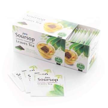 Jans Organic Soursop (Sour Sap) Leaves Tea Bags 25 Count | Rich in Antioxidants & Vitamins B, C | Ze...