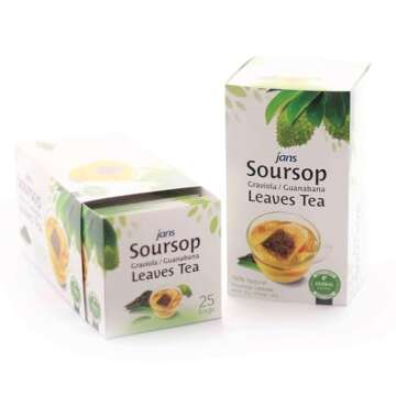 Jans Organic Soursop (Sour Sap) Leaves Tea Bags 25 Count | Rich in Antioxidants & Vitamins B, C | Zero Cholesterol, Sugar, Fat, Sodium