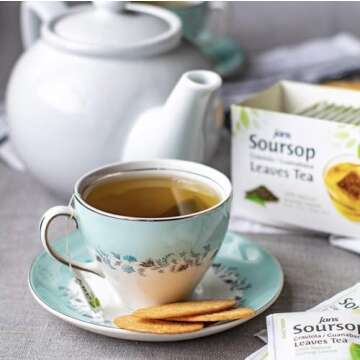 Jans Organic Soursop (Sour Sap) Leaves Tea Bags 25 Count | Rich in Antioxidants & Vitamins B, C | Zero Cholesterol, Sugar, Fat, Sodium
