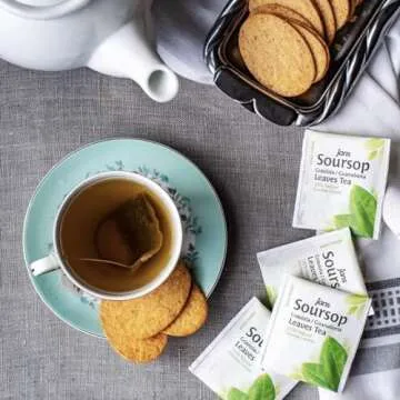 Jans Organic Soursop (Sour Sap) Leaves Tea Bags 25 Count | Rich in Antioxidants & Vitamins B, C | Zero Cholesterol, Sugar, Fat, Sodium