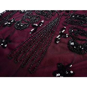 kayamiya Women 1920s Long Prom Gown Beaded Sequin Gatsby Formal Evening Dress