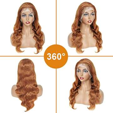HD 13X4 Body Wave Wig #88J Cheap Wigs for Black Women Brown Ginger Color HD Transparent Lace Frontal...