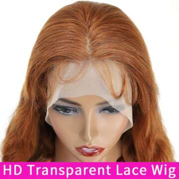 HD 13X4 Body Wave Wig #88J Cheap Wigs for Black Women Brown Ginger Color HD Transparent Lace Frontal Wig Body Wave Lace Front Wig Human Hair Glueless Wigs Human Hair With Baby Hair 180% Density