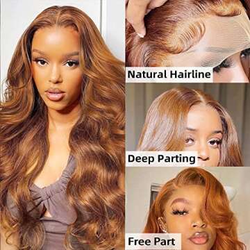 HD 13X4 Body Wave Wig #88J Cheap Wigs for Black Women Brown Ginger Color HD Transparent Lace Frontal Wig Body Wave Lace Front Wig Human Hair Glueless Wigs Human Hair With Baby Hair 180% Density