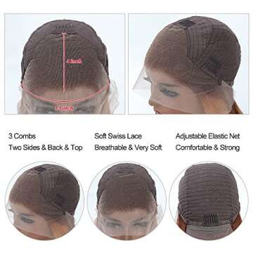 HD 13X4 Body Wave Wig #88J Cheap Wigs for Black Women Brown Ginger Color HD Transparent Lace Frontal Wig Body Wave Lace Front Wig Human Hair Glueless Wigs Human Hair With Baby Hair 180% Density