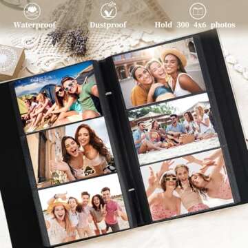 Artmag Fabric Photo Album 4x6 300 Large Capacity for Family Wedding Anniversary Linen Album Holds 300 Horizontal Photos (300 Pockets, Beige)