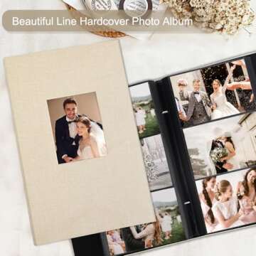 Artmag Fabric Photo Album 4x6 300 Large Capacity for Family Wedding Anniversary Linen Album Holds 300 Horizontal Photos (300 Pockets, Beige)