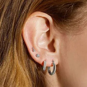 Chunky Silver Hoop Earrings Thick Hoops for Women | 925 Sterling Silver Post Shiny Polished Lightweight Tube Hoop Earrings for Women Girls 30mm