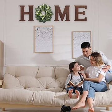 WXBOOM Home Sign Wall Decor with Eucalyptus Wreath