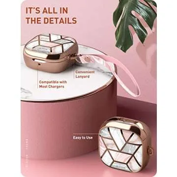 i-Blason Cosmo Series Case Designed for Galaxy Buds 2 (2021)/ Galaxy Buds Pro (2021)/ Galaxy Buds Live Case (2020), 360° Protective Stylish Buds Live Case (Marble)