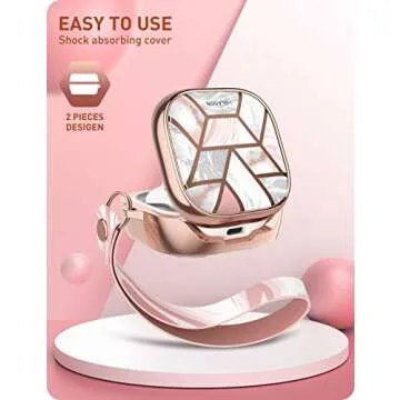 i-Blason Cosmo Series Case Designed for Galaxy Buds 2 (2021)/ Galaxy Buds Pro (2021)/ Galaxy Buds Live Case (2020), 360° Protective Stylish Buds Live Case (Marble)