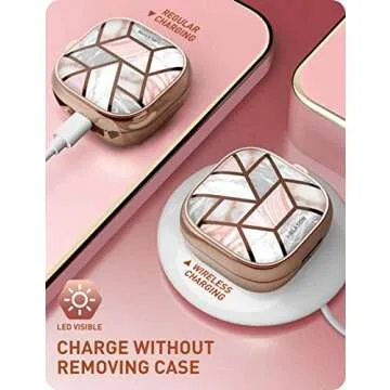 i-Blason Cosmo Series Case Designed for Galaxy Buds 2 (2021)/ Galaxy Buds Pro (2021)/ Galaxy Buds Live Case (2020), 360° Protective Stylish Buds Live Case (Marble)
