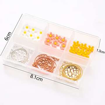 Totelux 3D Flower Nail Art Charms Cherry Blossom Nail Supplies Gold Nail Gems Rhinstones White Nail Pearl Round Metal Beads Jewels Nail Decorations for Nail Art Women DIY Manicure Tips